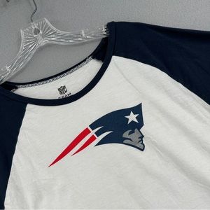 New England Patriots NFL Team Apparel Raglan T Shirt Women’s XXL White Cotton